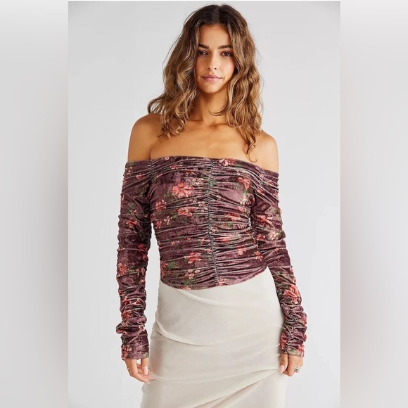 Free People Tops - Free People Reina Long Sleeve Top in Wine size Large